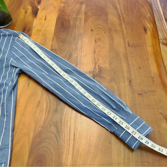 Abercrombie & Fitch Stripped Pastel Blue Long Sleeves Button Down Shirt Blouse. - Picture 11 of 13